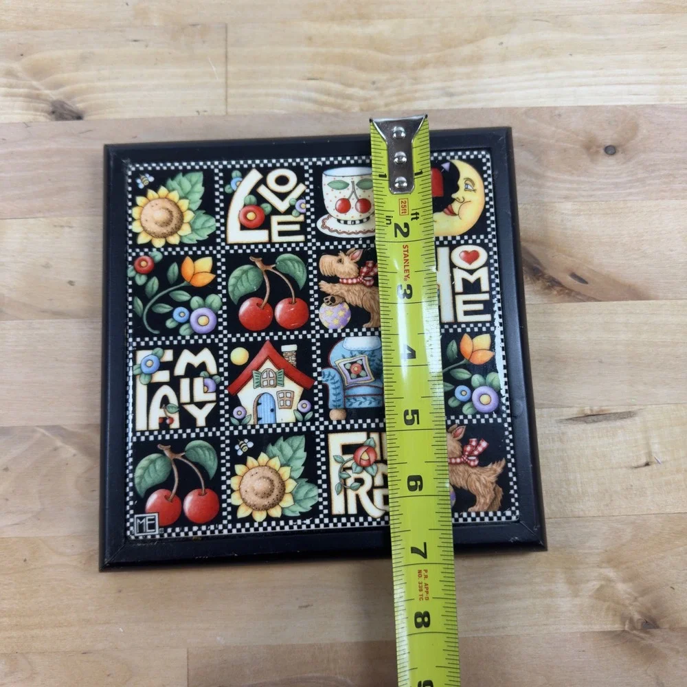 Mary Engelbreit Framed Ceramic Tile Wall Art Scottie Dog Cherries Home Family 7